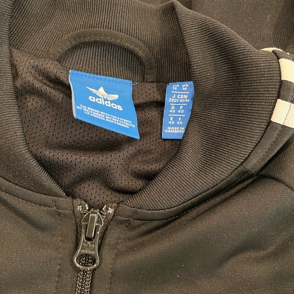 Adidas zip up jacket size M like new black with white stripes - Picture 3 of 6